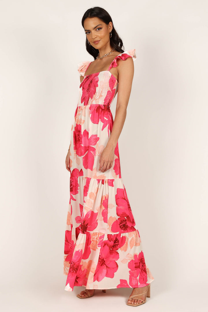 Zisel Pearl Trim Shawl Maxi Dress - Pink main image 0