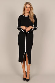 Petal and Pup USA DRESSES Vinnie Long Sleeve Midi Dress - Black