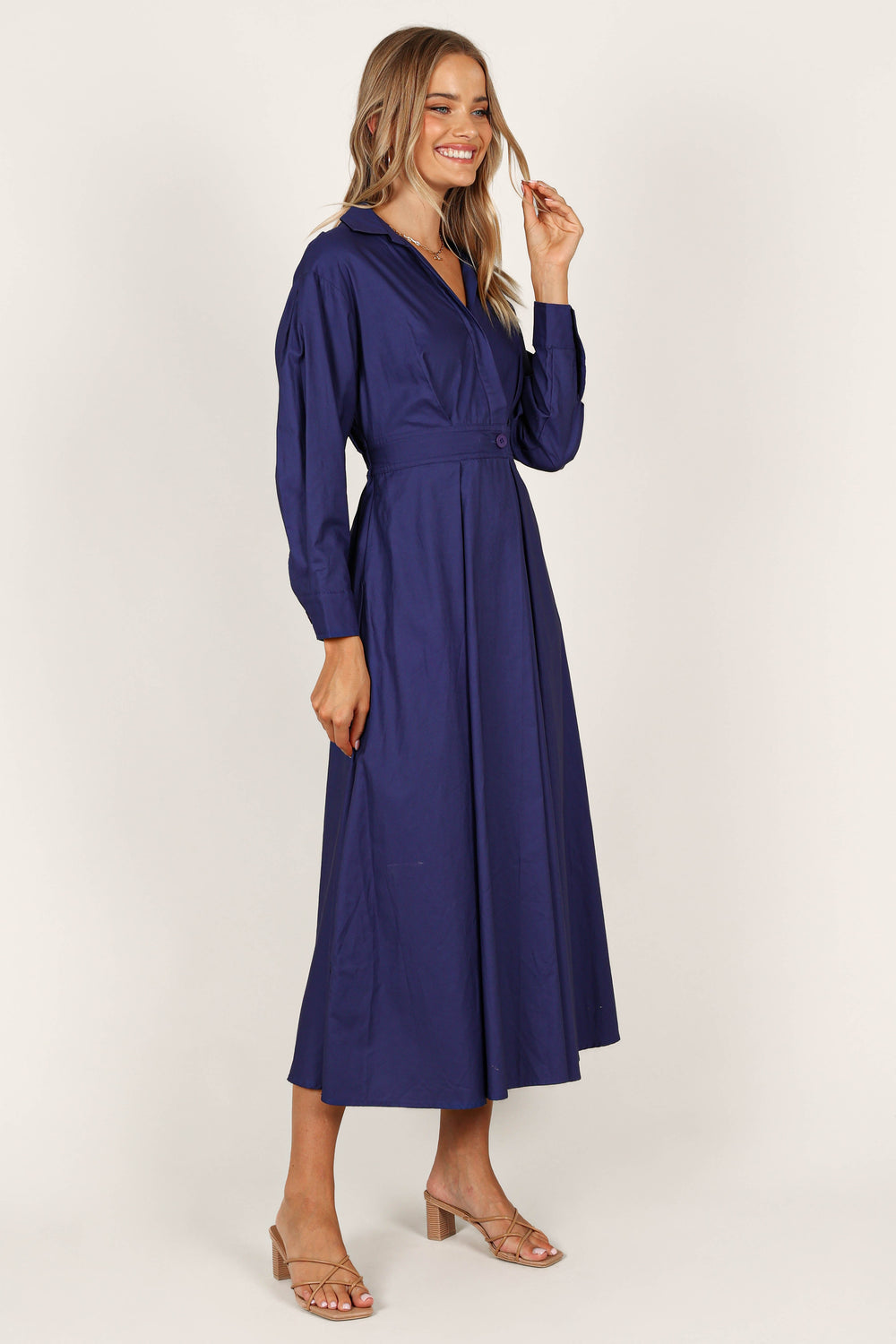 Petal and Pup USA DRESSES Violet Long Sleeve Midi Dress - Royal Blue