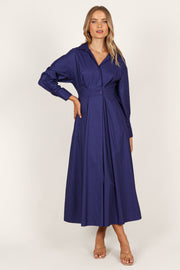 Petal and Pup USA DRESSES Violet Long Sleeve Midi Dress - Royal Blue