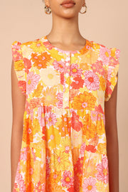 Feliz Shirred Waist Mini Dress - Coral Floral - Petal & Pup USA