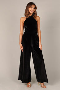 Petal and Pup USA JUMPSUITS Aria Velvet Jumpsuit - Black