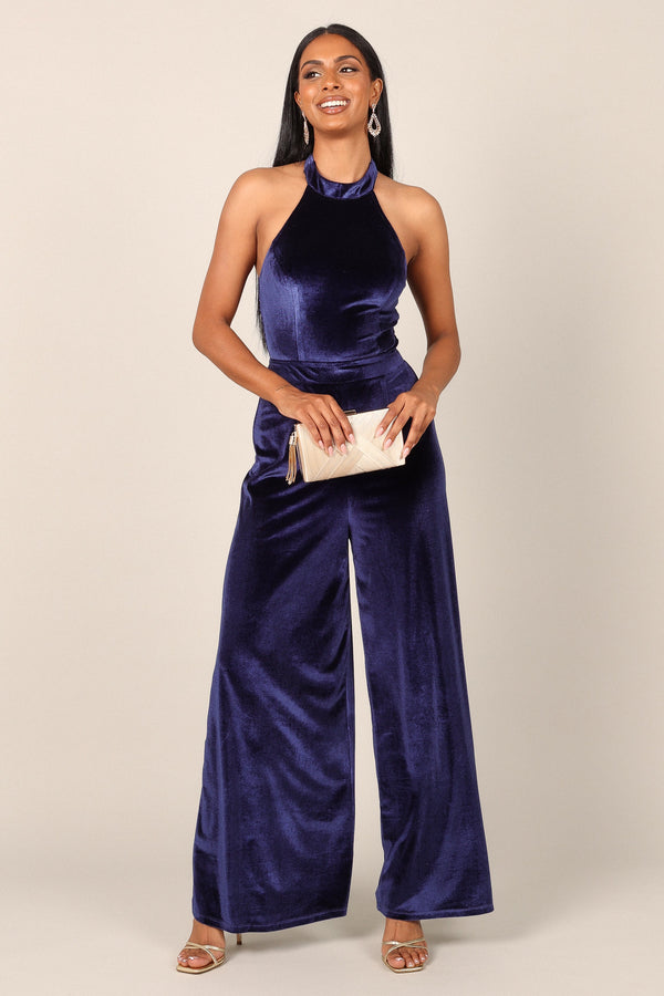 Petal and Pup USA JUMPSUITS Aria Velvet Jumpsuit - Sapphire