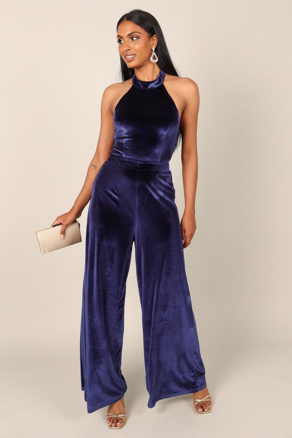 Petal and Pup USA JUMPSUITS Aria Velvet Jumpsuit - Sapphire