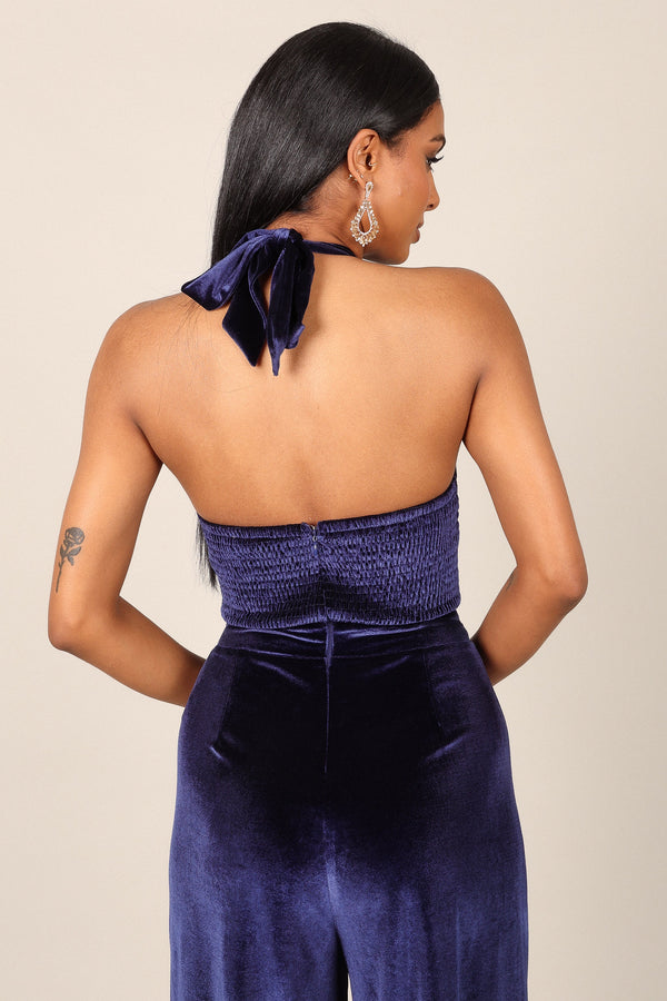 Petal and Pup USA JUMPSUITS Aria Velvet Jumpsuit - Sapphire