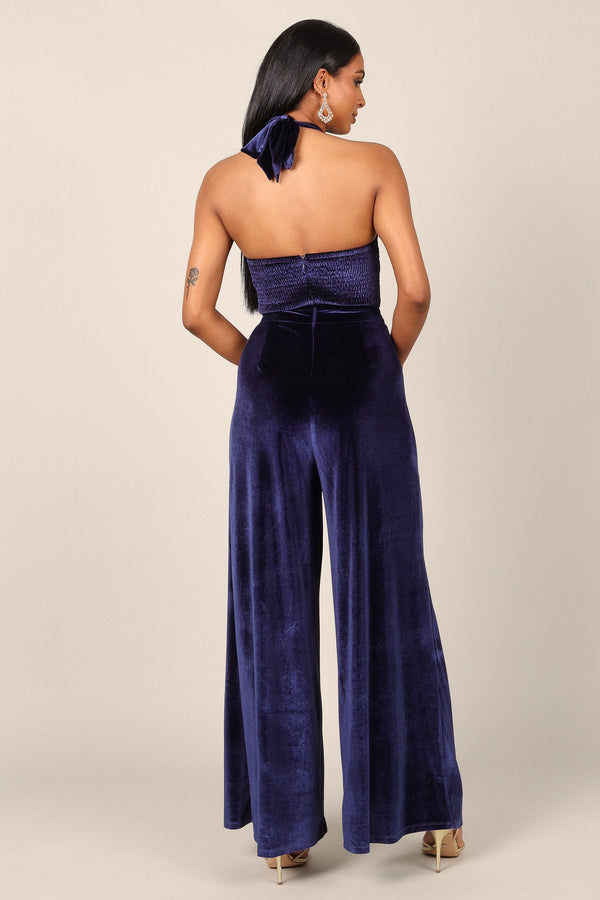 Petal and Pup USA JUMPSUITS Aria Velvet Jumpsuit - Sapphire