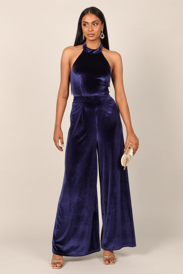 Petal and Pup USA JUMPSUITS Aria Velvet Jumpsuit - Sapphire