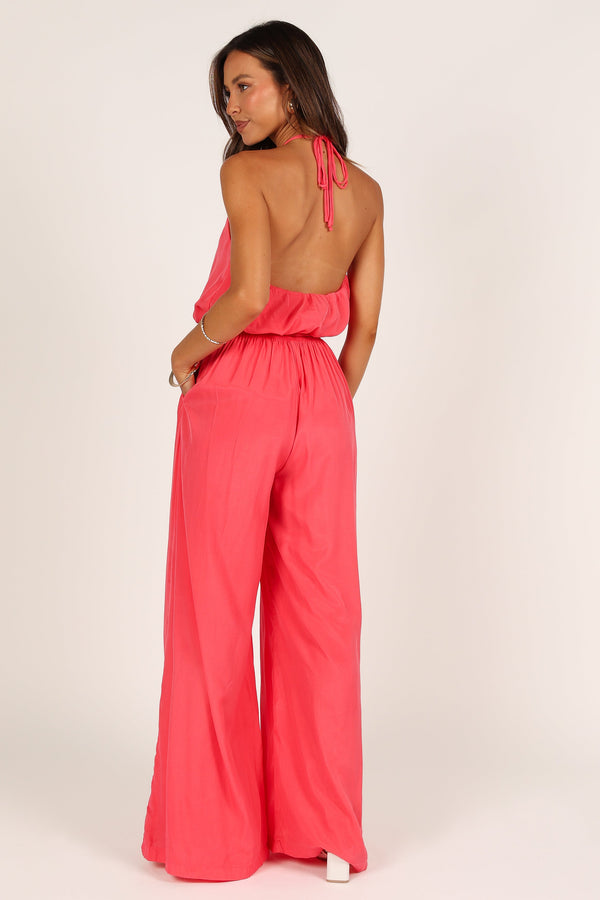 Petal and Pup USA JUMPSUITS Dionne Halter Jumpsuit - Flamingo