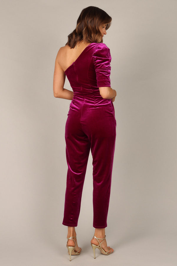 Petal and Pup USA JUMPSUITS Emmie One Shoulder Jumpsuit - Raspberry