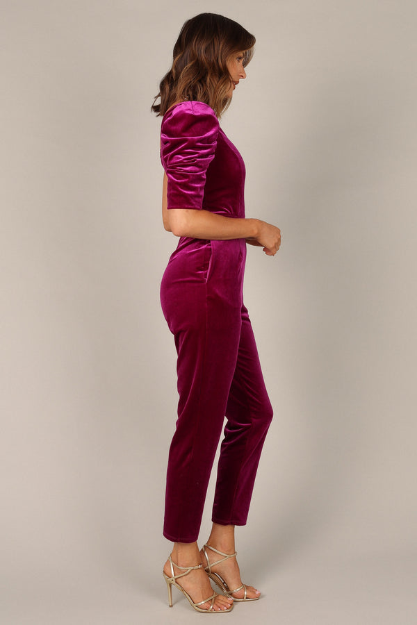 Petal and Pup USA JUMPSUITS Emmie One Shoulder Jumpsuit - Raspberry