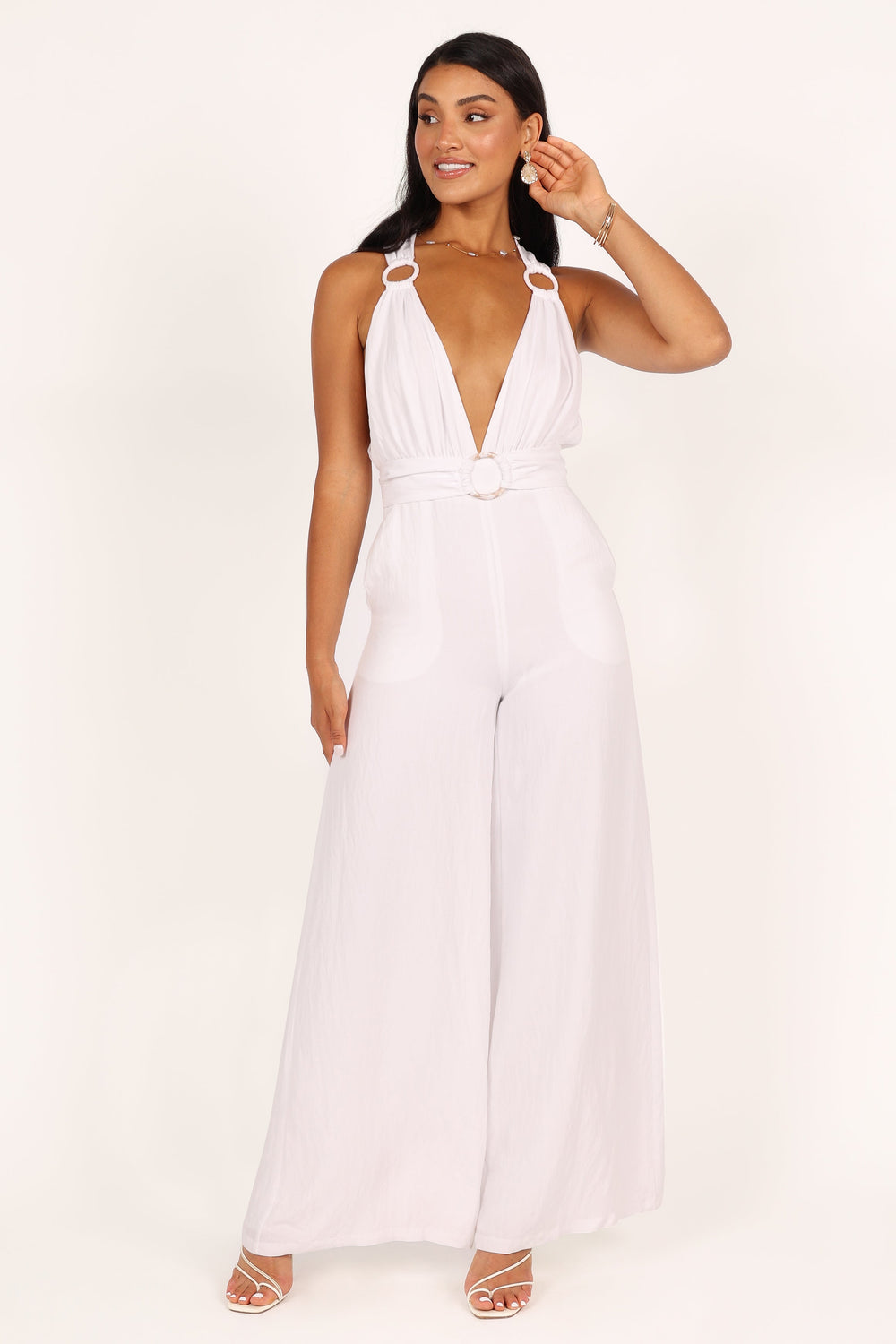Petal and Pup USA JUMPSUITS Imani Belted Jumpsuit - White