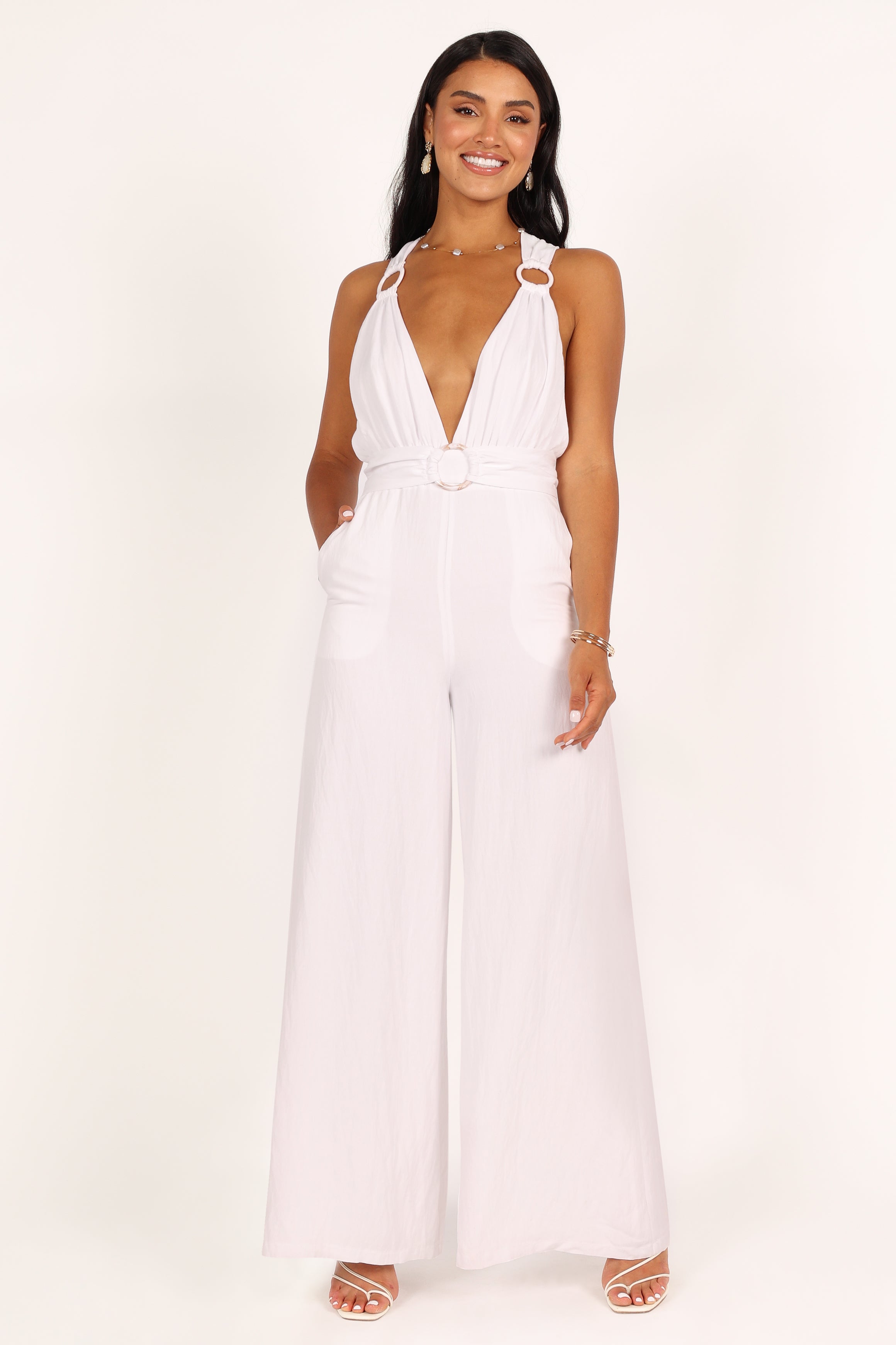 2024 Nude N' Cream Buckle Belted Jumpsuit