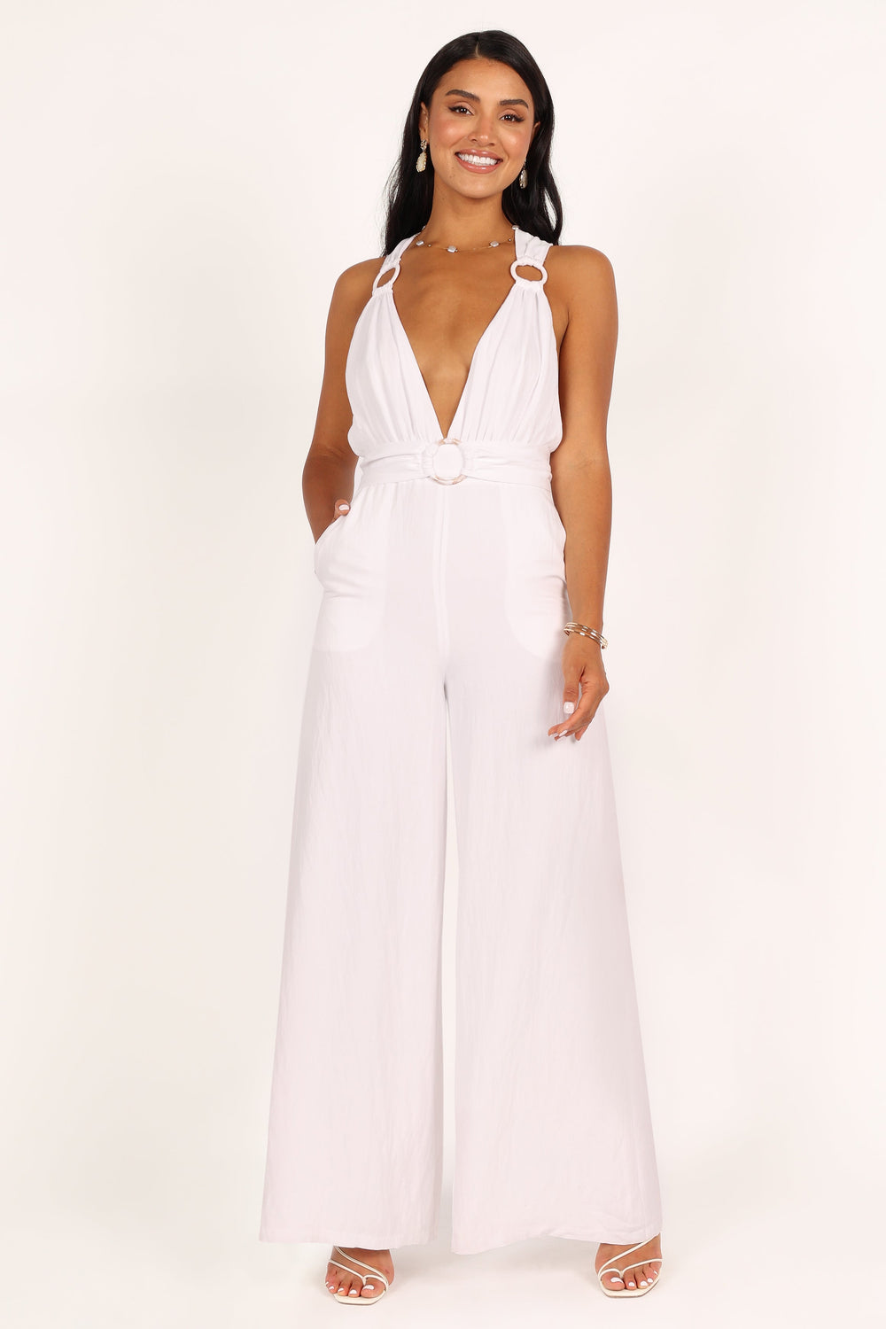 Petal and Pup USA JUMPSUITS Imani Belted Jumpsuit - White