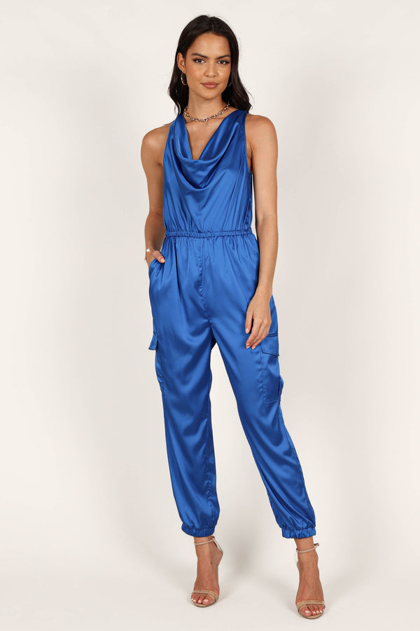 Petal and Pup USA JUMPSUITS Jacinta Cowl Neck Jumpsuit - French Blue