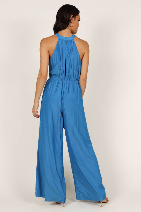 Petal and Pup USA JUMPSUITS Mercedes Drape Front Jumpsuit - Capri Blue