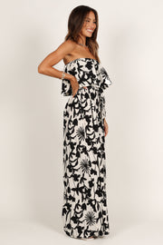 Petal and Pup USA JUMPSUITS Tory Tube Belted Jumpsuit - Black/White