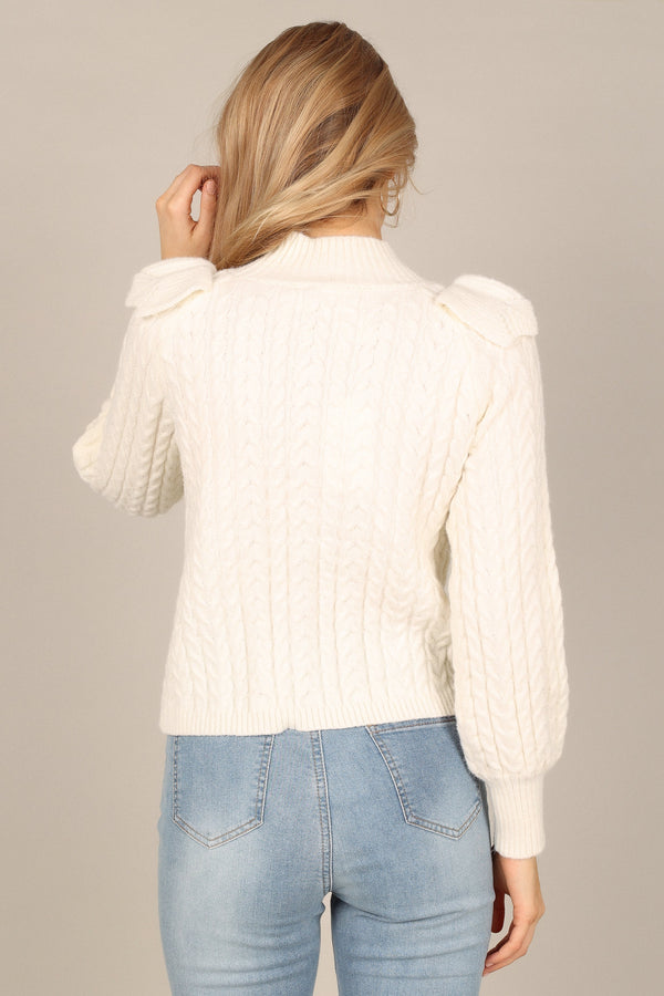 Petal and Pup USA KNITWEAR Annette Frilled Knit Sweater - Ivory