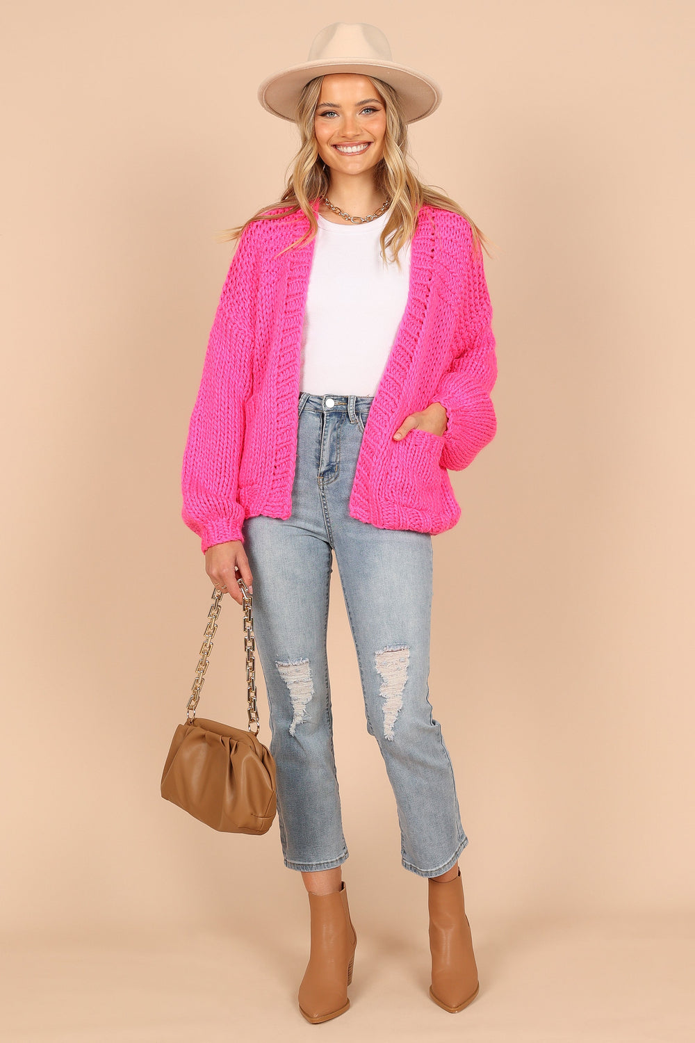Petal and Pup USA KNITWEAR Cara Oversized Handknit Knit Sweater - Hot Pink