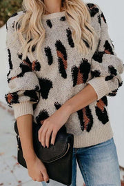 Vici Savannah Animal Print Crewneck Sweater Black / XL
