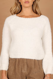 Petal and Pup USA KNITWEAR Juliann Knit Sweater - White