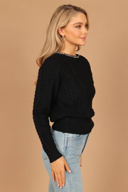 Petal and Pup USA Knitwear Liv Chain Detail Knit Sweater - Black