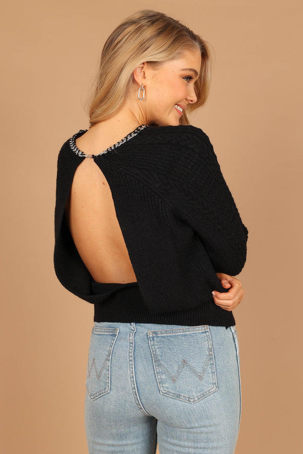 Petal and Pup USA Knitwear Liv Chain Detail Knit Sweater - Black