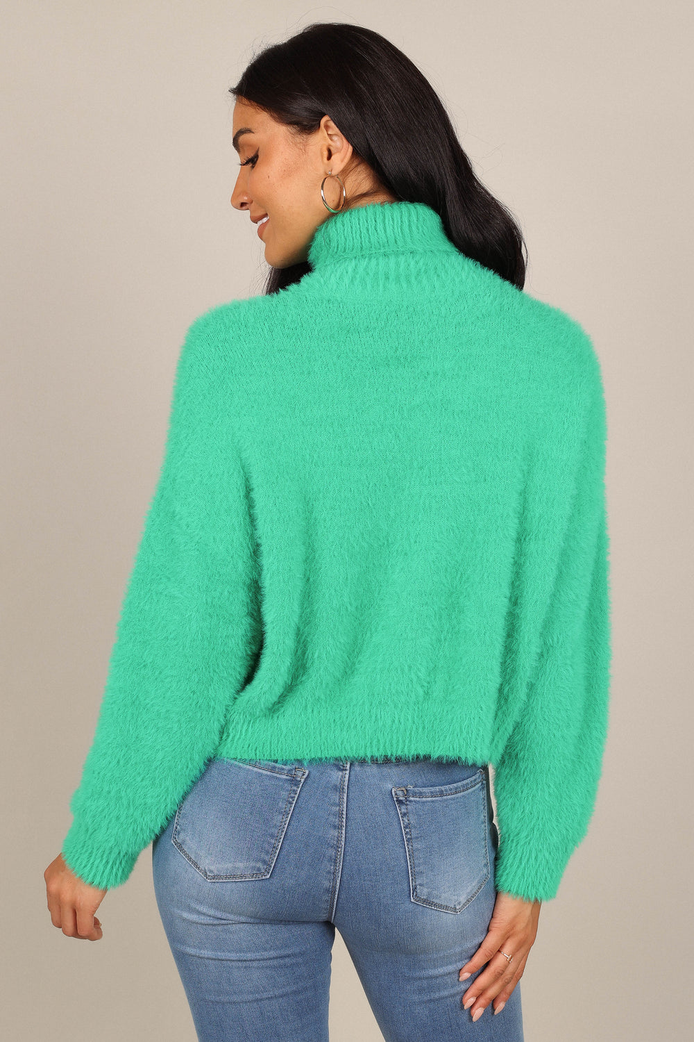Petal and Pup USA Knitwear Monica Fuzzy Turtleneck Knit Sweater - Green