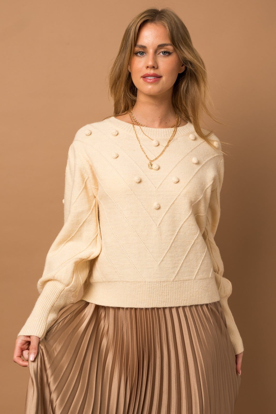 Cream bell sleeve on sale sweater