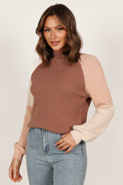 Petal and Pup USA Knitwear Sophia Colorblock Mockneck Knit Sweater - Multi