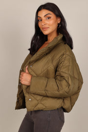 Petal and Pup USA OUTERWEAR Malin Quilted Puffer Coat - Olive