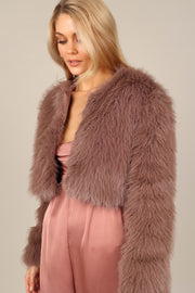 Petal and Pup USA Outerwear Molly Faux Fur Jacket - Mocha