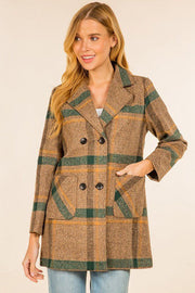 Petal and Pup USA PLAID TEXTURED DOUBLE BREASTED COAT