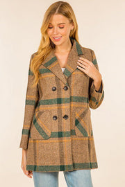 Petal and Pup USA PLAID TEXTURED DOUBLE BREASTED COAT