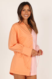 Petal and Pup USA Rompers Angie Button Down Romper - Orange/Blush
