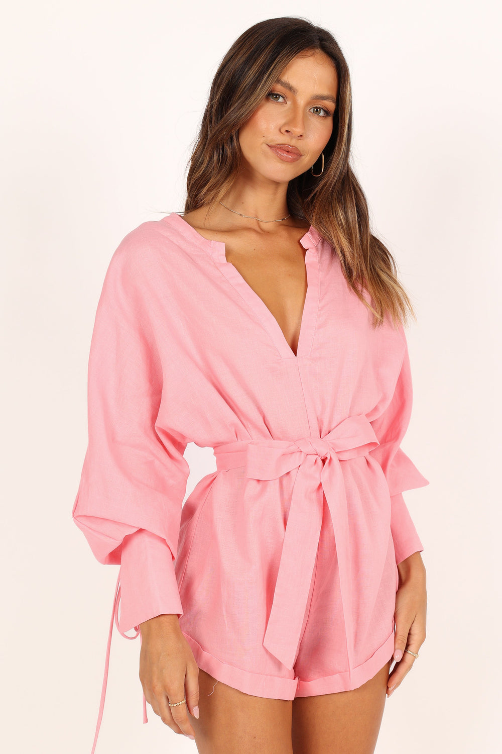 Petal and Pup USA ROMPERS Dooley Long Sleeve Romper - Pink