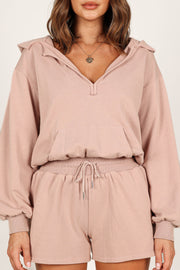 Petal and Pup USA ROMPERS Jacqui Hooded Romper - Dusty Mauve