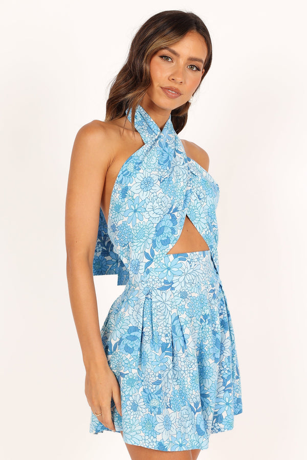 Petal and Pup USA Rompers LeLe Halter Romper - Blue Floral