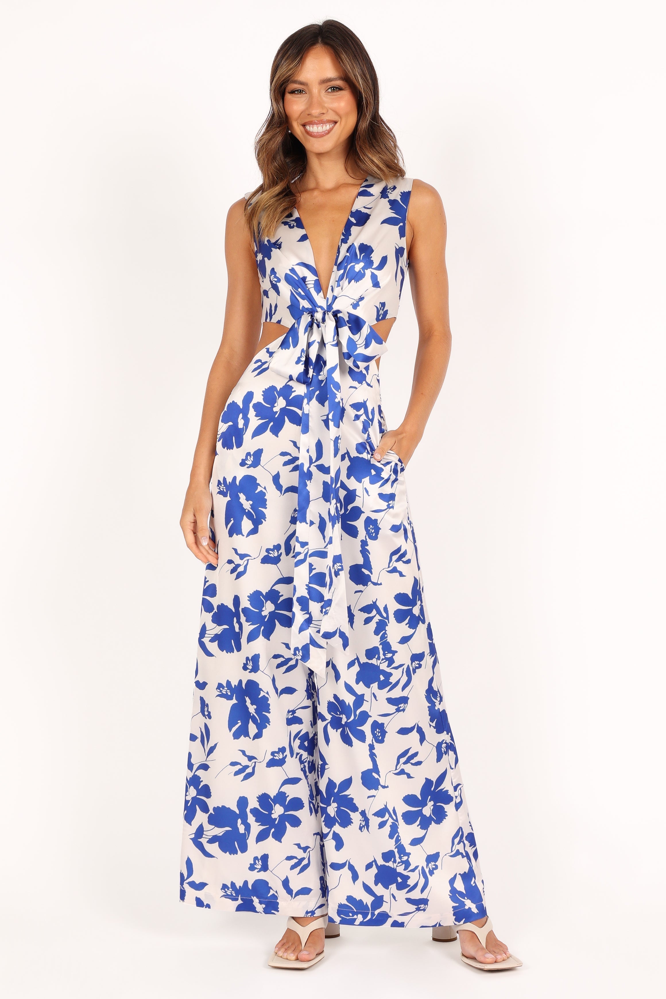Lulu Wrap Front Jumpsuit - Blue Floral | Petal & Pup USA