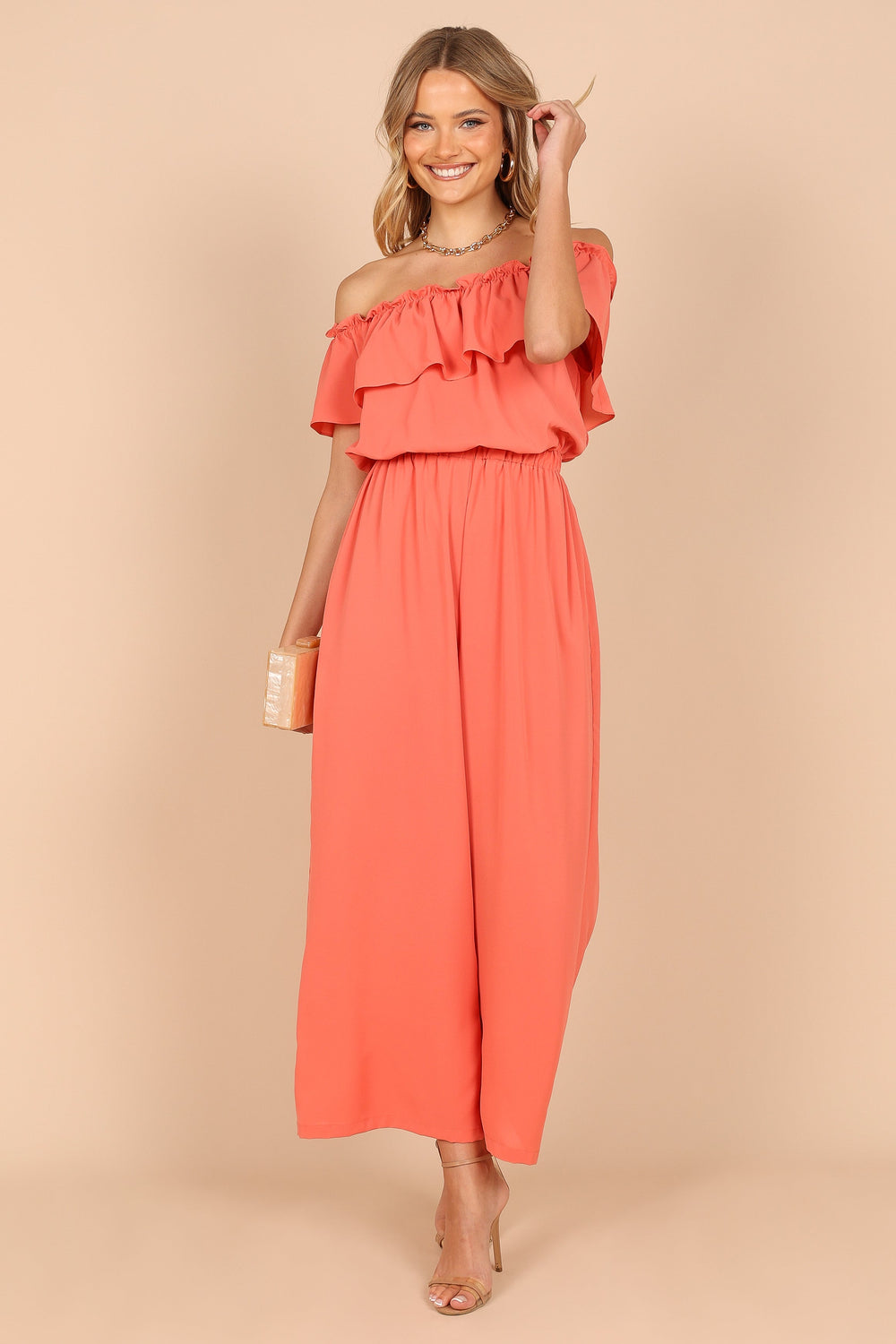 Coral sales color jumpsuit