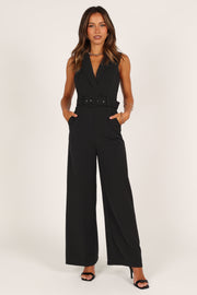 PLEATED PANT BELTED JUMPSUIT - Beige-pink