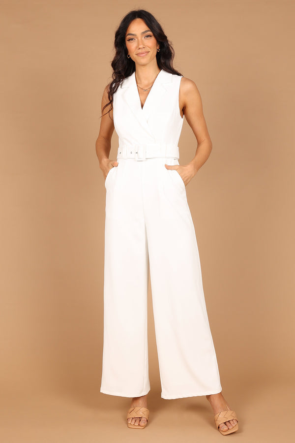 Petal and Pup USA Rompers Sienna Belted Jumpsuit - White