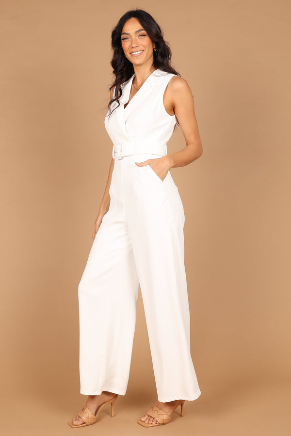 Petal and Pup USA Rompers Sienna Belted Jumpsuit - White