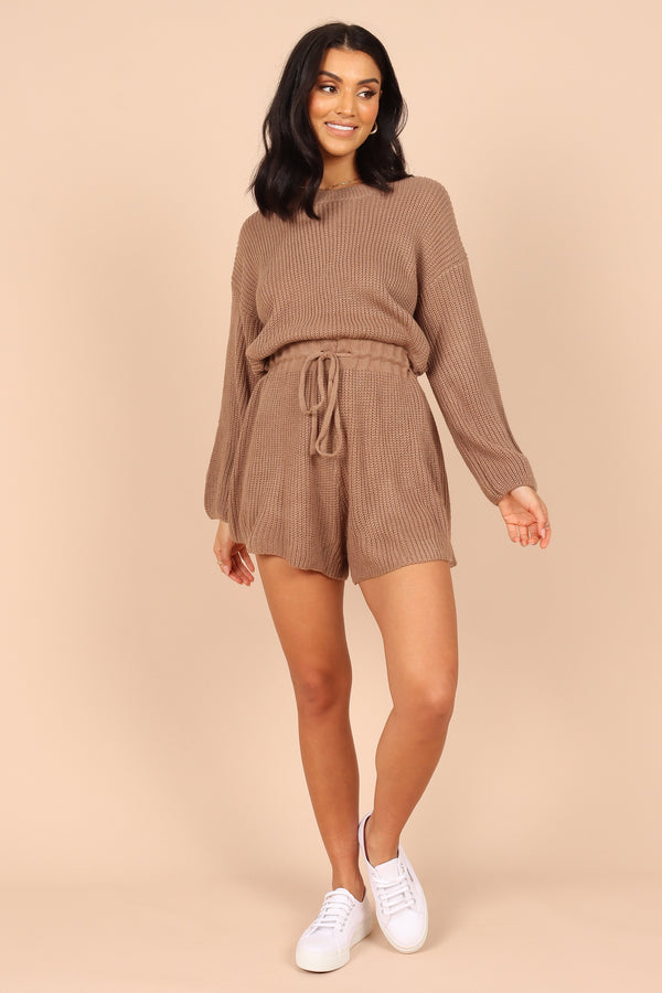 Petal and Pup USA Rompers Sloane Sweater Romper - Mocha