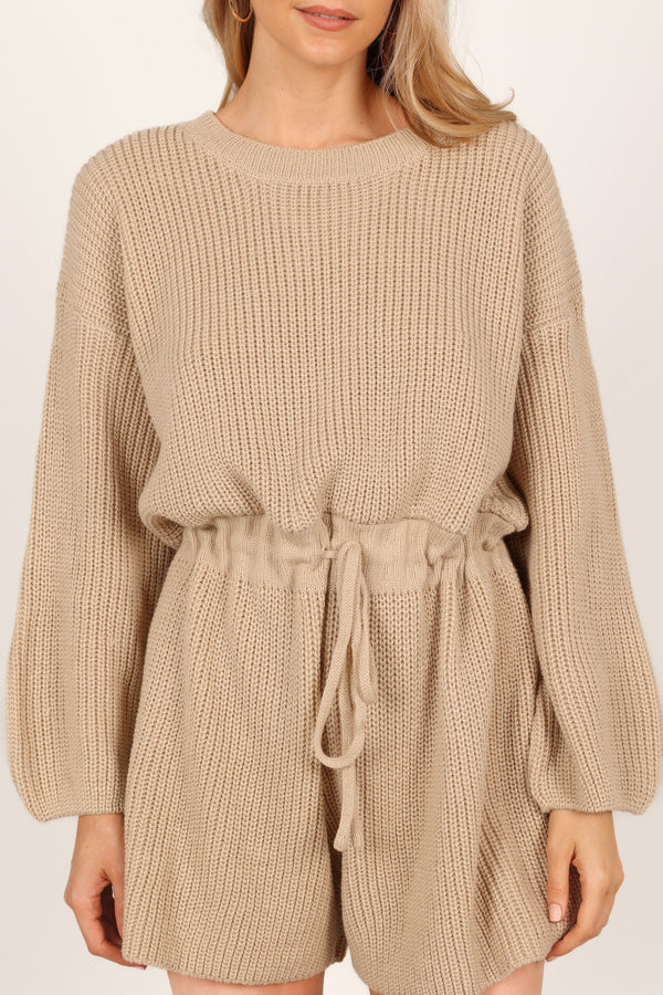 Petal and Pup USA Rompers Sloane Sweater Romper - Taupe