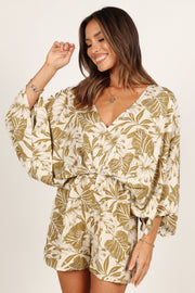Petal and Pup USA ROMPERS Willa Kimono Sleeve Romper - Olive