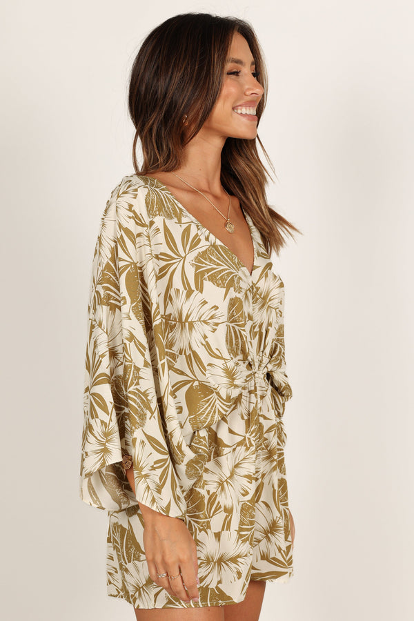 Petal and Pup USA ROMPERS Willa Kimono Sleeve Romper - Olive