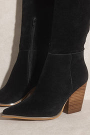 Petal and Pup USA SHOES Clara Knee High Western Boots - Black Suede