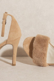 Petal and Pup USA SHOES Hadley Faux Fur Heels - Almond