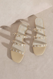 Petal and Pup USA SHOES Valerie Pearl Flat Sandals - Butter