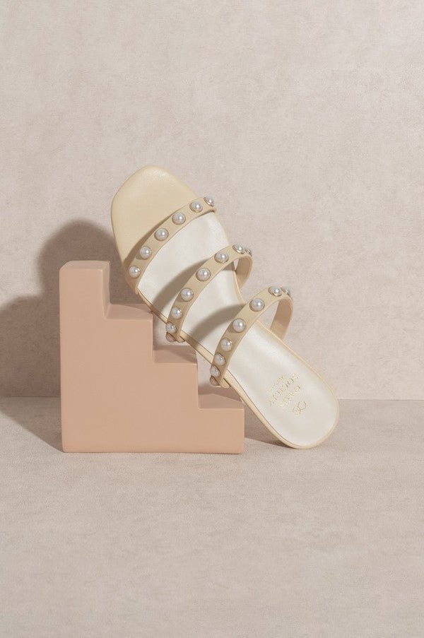 Petal and Pup USA SHOES Valerie Pearl Flat Sandals - Butter